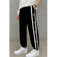 Брюки подростковые Huazaier свободные с евроманжетами – streetwear стиль,Черный, 170