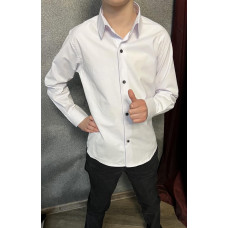 Детская рубашка для мальчика Varetti хлопок стрейч длинный рукав  104-110, Белый