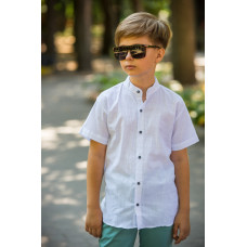 Рубашка для мальчика Varetti, лен и хлопок, короткий рукав,, Белый, 122