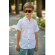 Рубашка для мальчика Varetti, лен и хлопок, короткий рукав,, Белый, 122