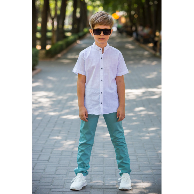 Рубашка для мальчика Varetti, лен и хлопок, короткий рукав,, Белый, 122