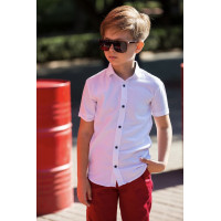 Рубашка для мальчика Varetti, лен и хлопок, классический воротник, короткий рукав,, Белый, 152