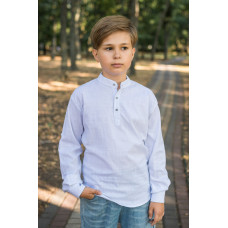 Рубашка для мальчика Varetti (Турция), длинный рукав, лен с хлопком, воротник-стойка  Белый 122