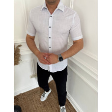 Рубашка  мужская Varetti лен с коротким рукавом , XXL, Белый