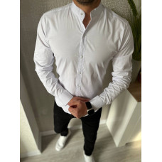 Мужская белая рубашка Varetti с воротником-стойкой и белыми кнопками ,S, Белый