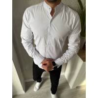 Мужская белая рубашка Varetti с воротником-стойкой и белыми кнопками ,L, Белый
