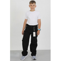 Широкие джинсы скейтеры Big Boy Willmen для мальчика подростка с принтомЧерный 176