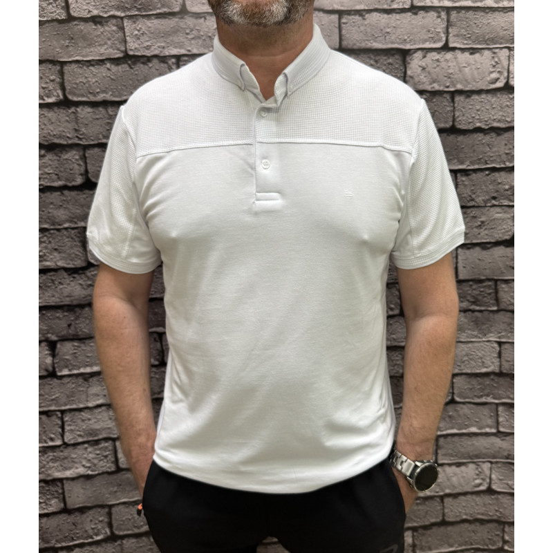 Мужская футболка поло Calpoly с воротником, комбинированная ткань, хлопок с лайкрой, Турция,, XXL,Белый