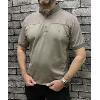 Мужская футболка поло Calpoly с воротником, комбинированная ткань, хлопок с лайкрой, Турция,, 4XL,Мокко