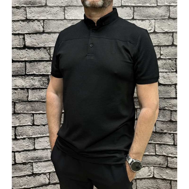 Мужская футболка поло Calpoly с воротником, комбинированная ткань, хлопок с лайкрой, Турция,, XL,Черный