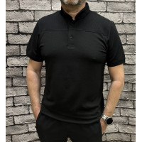 Мужская футболка поло Calpoly с воротником, комбинированная ткань, хлопок с лайкрой, Турция,, 5XL,Черный
