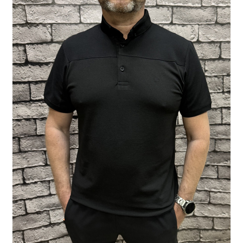 Мужская футболка поло Calpoly с воротником, комбинированная ткань, хлопок с лайкрой, Турция,, 4XL,Черный