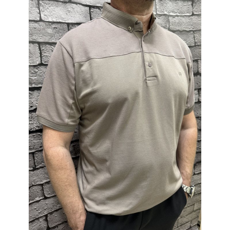 Мужская футболка поло Calpoly с воротником, комбинированная ткань, хлопок с лайкрой, Турция,, XL,Мокко