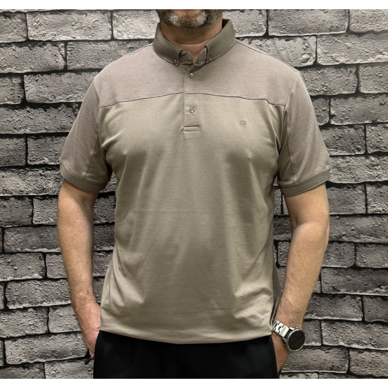 Мужская футболка поло Calpoly с воротником, комбинированная ткань, хлопок с лайкрой, Турция,, XXXL,Мокко