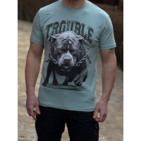 Футболка мужская Daniel Jones Trouble принт собака, XXL,Зеленый