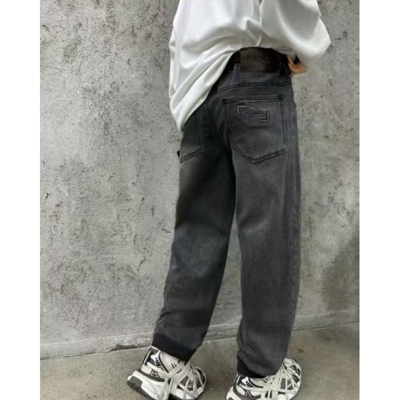 Широкие джинсы мом NLYB для мальчика подростка 140–164 см , Серый 164