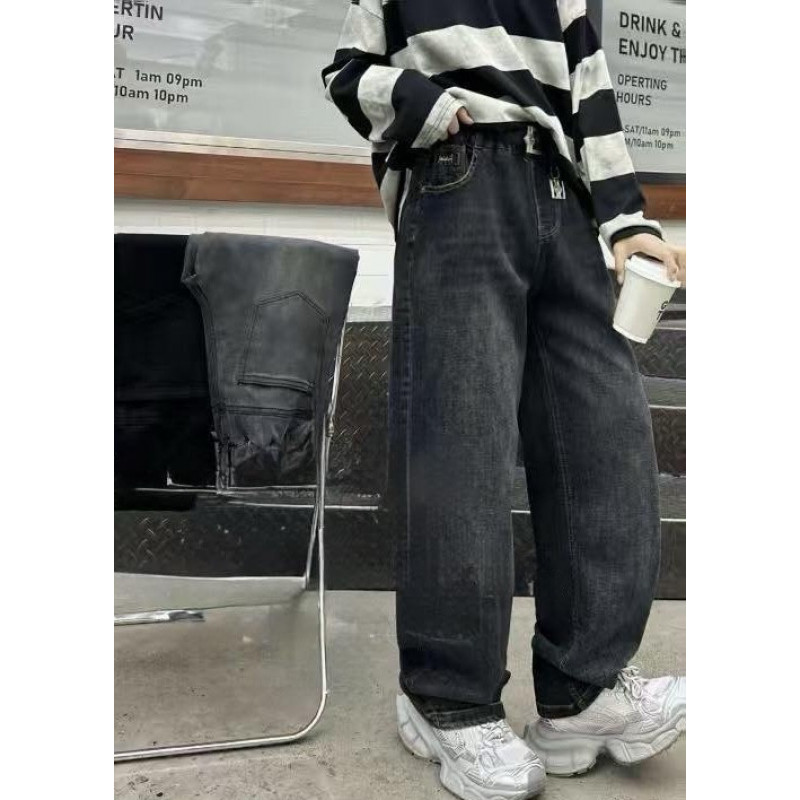 Широкие джинсы скейтеры NLYB для мальчика подростка с поясом на резинке baggy 10–16 лет , Серый 146