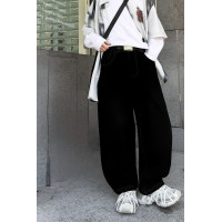 Широкие джинсы скейтеры NLYB для мальчика подростка с поясом на резинке baggy 10–16 лет , Черный 146