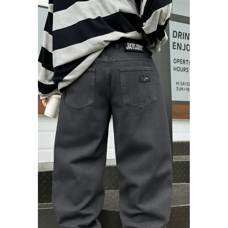 Широкие джинсы скейтеры NLYB для мальчика подростка с поясом на резинке baggy 10–16 лет , Серый 146