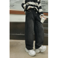 Широкие джинсы скейтеры NLYB для мальчика подростка с поясом на резинке baggy 10–16 лет , Синий 160