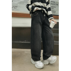 Широкие джинсы скейтеры NLYB для мальчика подростка с поясом на резинке baggy 10–16 лет , Синий 160