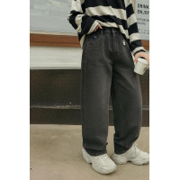 Широкие джинсы скейтеры NLYB для мальчика подростка с поясом на резинке baggy 10–16 лет , Серый 146