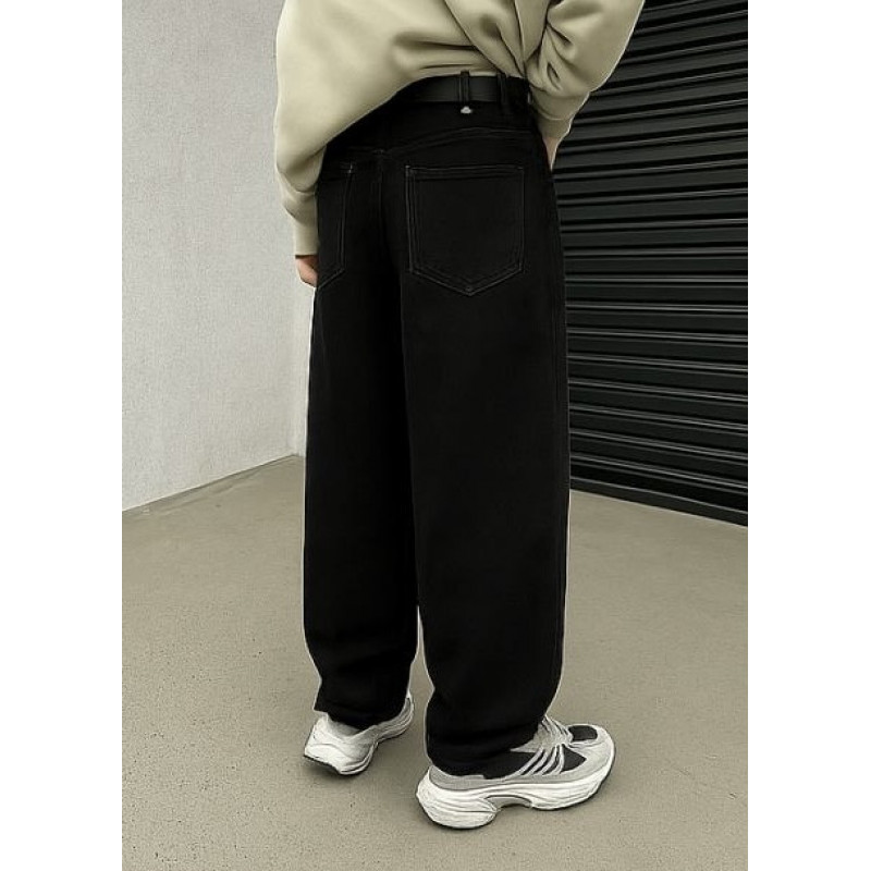 Широкие джинсы мом Alder для мальчика 10–16 лет, свободный крой, деним , Черный 140