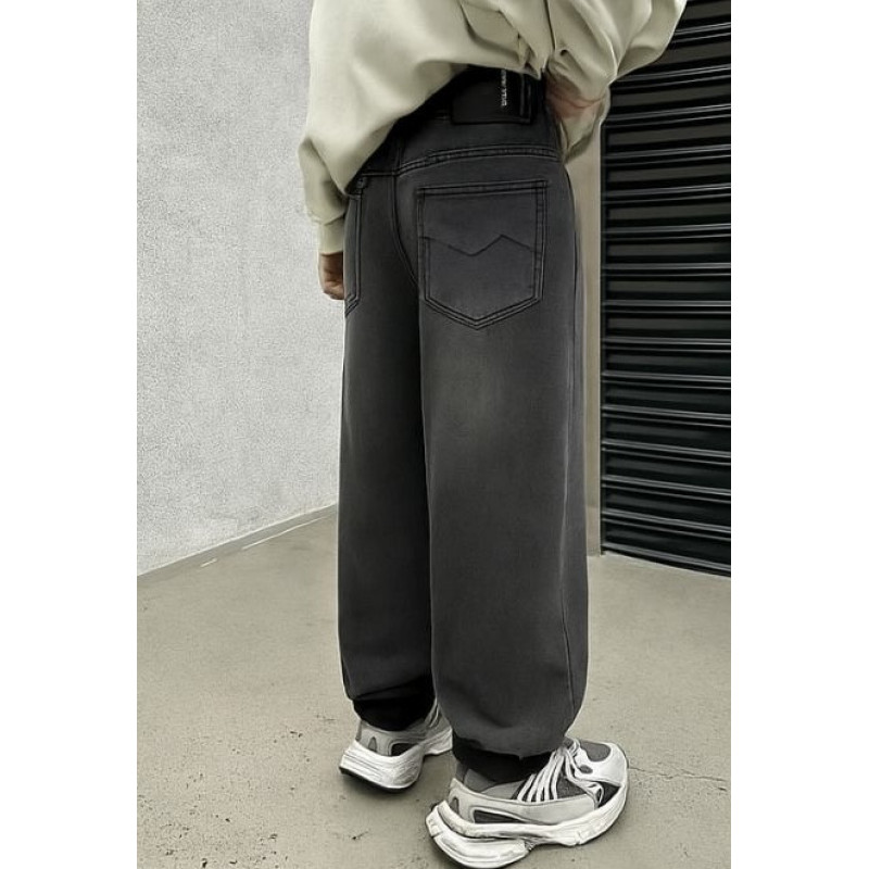 Широкие джинсы мом Alder для мальчика 10–16 лет, свободный крой, деним , Серый 140