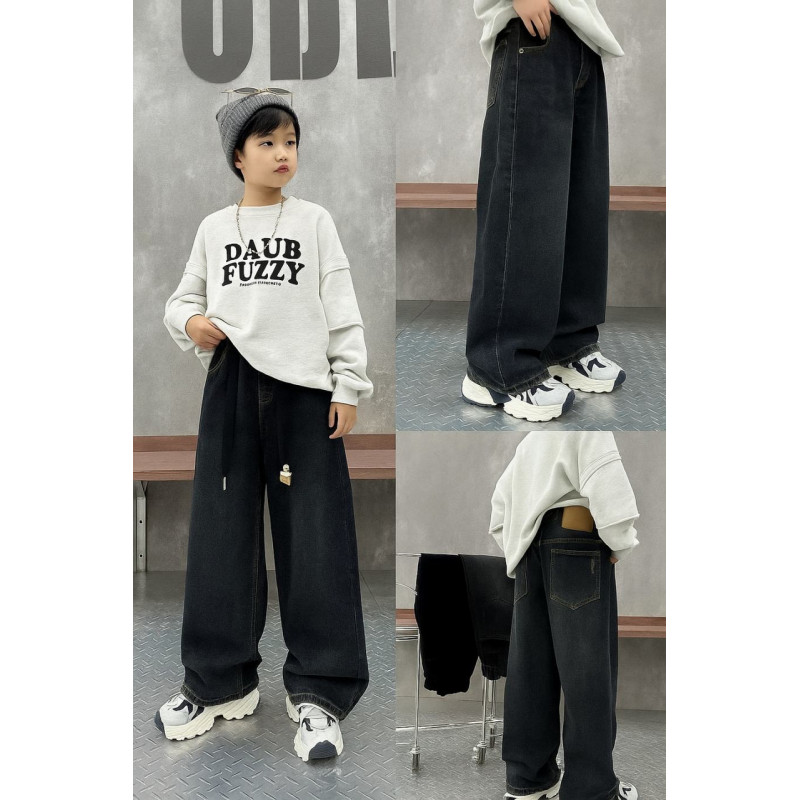 Широкі джинси скейтери baggy для хлопчика 8–12 років — пояс на резинці , Синій 128