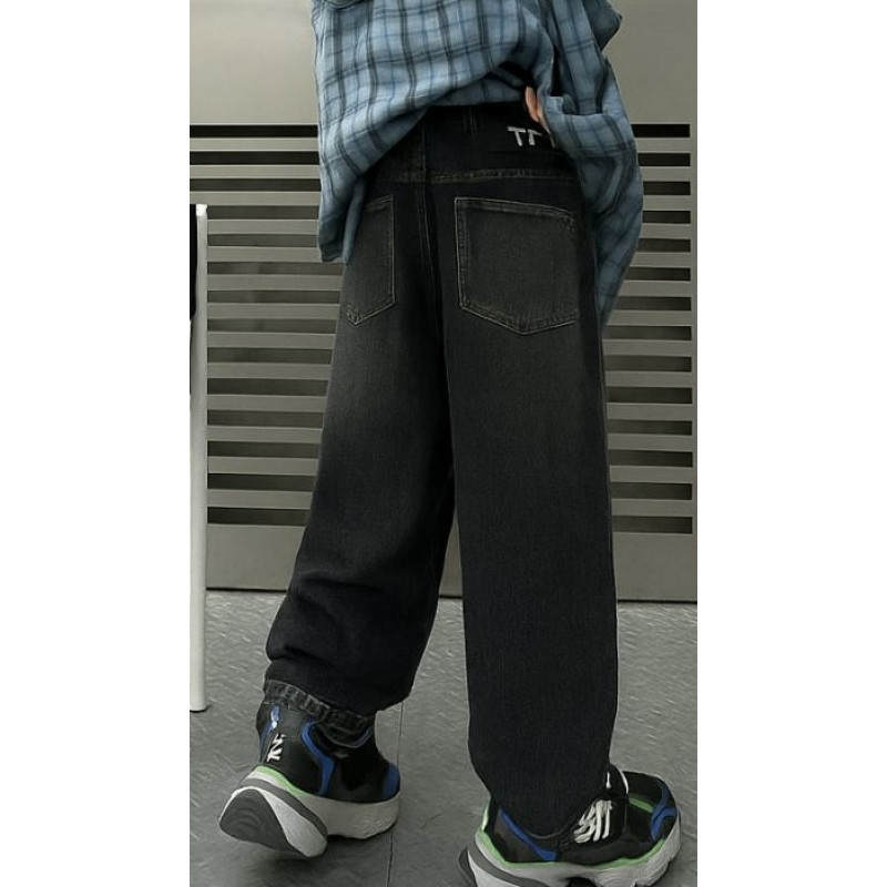 Широкие джинсы скейтеры NLYB baggy для мальчика 7–12 лет — пояс на резинке , Синий 122