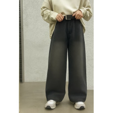 Широкие джинсы скейтеры NLYB baggy для мальчика 8–12 лет — пояс на резинке , Серый 128