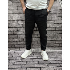 Льняные брюки бананы MOM Bromley Турция — молодёжные, укороченные с подкатами , 29, Черный