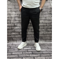 Льняные брюки бананы MOM Bromley Турция — молодёжные, укороченные с подкатами , 30, Черный