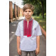 Вышиванка для мальчика Козачок 7–13 лет, короткий рукав, поплин, 122,  Белый с красным