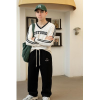 Широкие спортивные штаны багги Alder для подростка, трикотаж хлопок, Черный 140