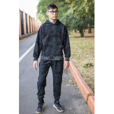 Спортивный костюм варёнка оверсайз для мальчика 9–16 лет Mir Wear хлопок двунитка, Черный 134