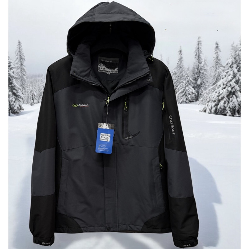 Мужская термокуртка Audsa большие размеры Турция демисезонная осень весна,Серый, 4XL