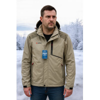 Мужская термокуртка Audsa демисезонная из мембранной ткани, большие размеры 2XL–6XL, Светло-серый, XXXL