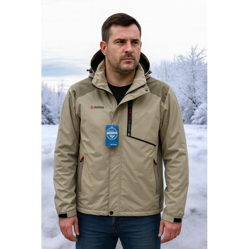 Мужская термокуртка Audsa демисезонная из мембранной ткани, большие размеры 2XL–6XL, Черный, 6XL