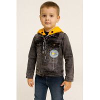 Лёгкая детская джинсовая куртка Panda Brooklyn с капюшоном, Турция, 4–10 лет,140,  Серый с желтым