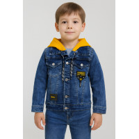Детский джинсовый пиджак с капюшоном Panda, Турция, 4–8 лет,128,  Синий