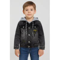 Детский джинсовый пиджак с капюшоном Panda, Турция, 4–8 лет,110,  Серый