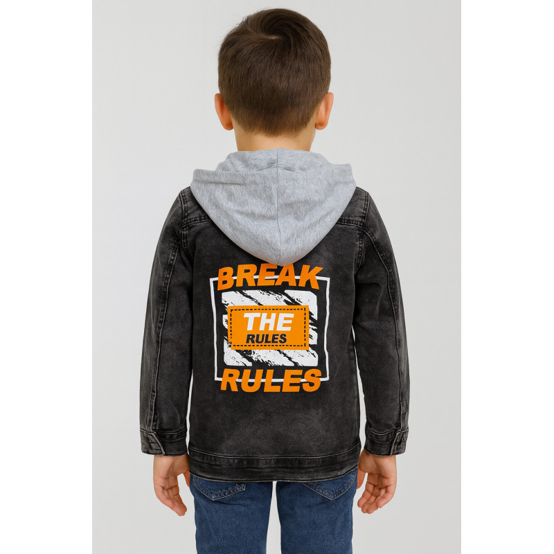 Детский джинсовый пиджак с капюшоном Panda, Турция, 4–8 лет,110,  Серый