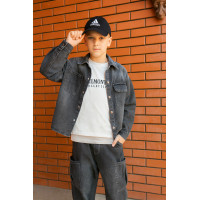 Костюм джинсовый оверсайз Alder для мальчика 5–10 лет (3 предмета),140, Черный