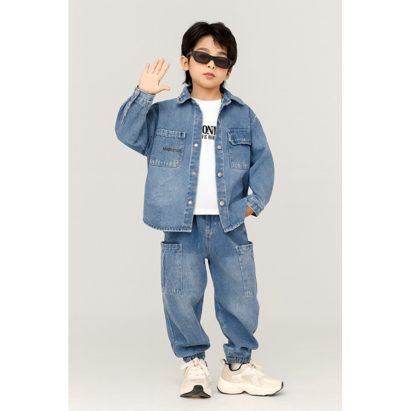 Костюм джинсовый оверсайз Alder для мальчика 5–10 лет (3 предмета),128, Черный