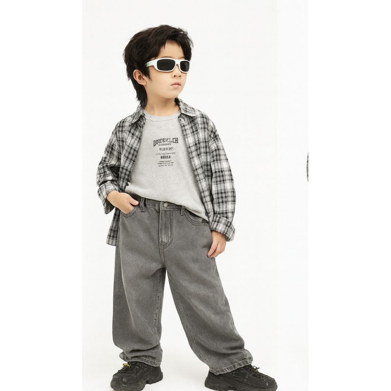 Джинсы Alder скейтер багги широкие для мальчика 5–10 лет,116, Черный