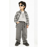 Джинсы Alder скейтер багги широкие для мальчика 5–10 лет,140, Серый