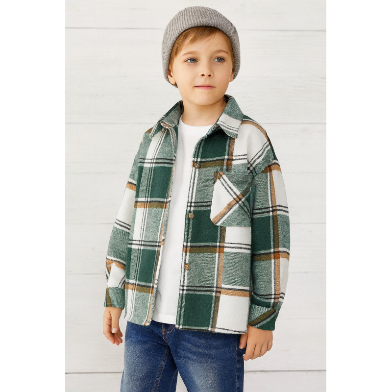 Рубашка оверсайз для мальчика 5–10 лет, кашемир, теплая,116, Бежевый