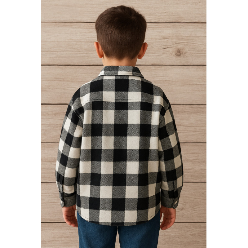 Рубашка оверсайз для мальчика 5–10 лет, кашемир, теплая,140, Серый