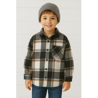 Рубашка оверсайз для мальчика 5–10 лет, кашемир, теплая,116, Коричневый